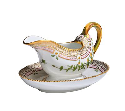 A Flora Danica Sauce Tureen with Attached Saucer, “Lysimachia nummularia”, - Works of Art