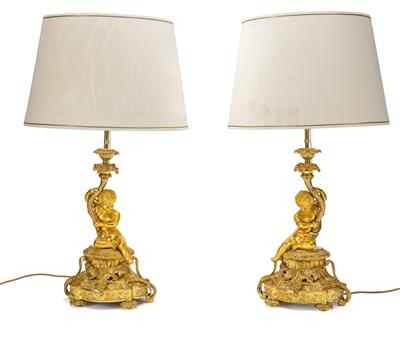 A Pair of Large Table Lamps, - Works of Art