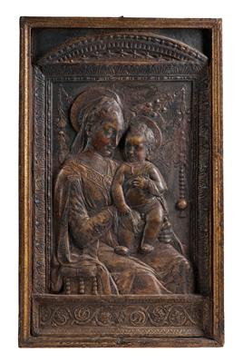Nachfolge Antonio Rossellino (1427 – 1478 Florenz), Madonna mit Kind, - Möbel und Antiquitäten