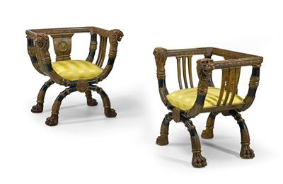 A Pair of Decorative Armchairs, - Antiquariato