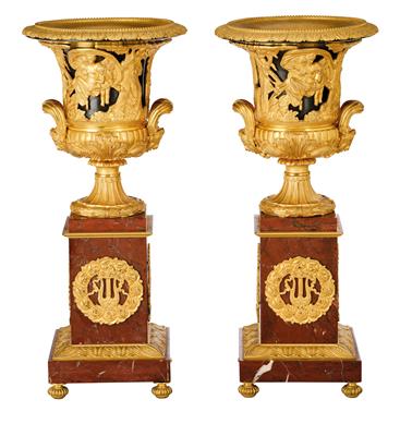 Paar Pariser Karl X. Vasen, - Möbel und Antiquitäten