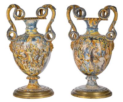A Pair of Ornamental Vases, Urbania, Papi Workshop, dated 1670, - Antiquariato