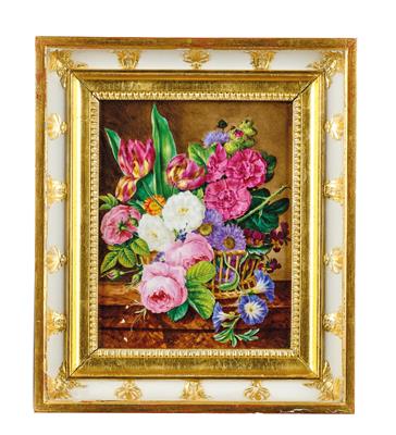 Porzellan-Bild “Blumenstilleben”, - Möbel und Antiquitäten