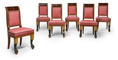 Satz von 6 Spätempire-Sesseln, - Möbel und Antiquitäten