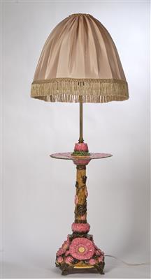 A Rare Lotus Floor Lamp, Zsolnay, Pécs c. 1881-85, - Starožitnosti