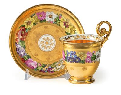 A Cup and Saucer with Floral Acrostic, - Antiquariato