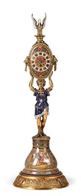 A Historicist Enamel Clock from Vienna - Antiquariato