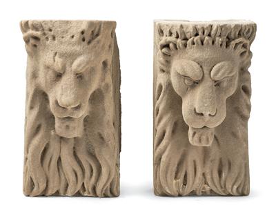Two Lion Heads, - Works of Art