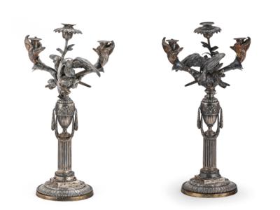 A Pair of Three-Light Neo-Classicist Candleholders from Saint Petersburg, - A Styrian Collection I