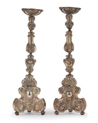 A Pair of Tall Rococo Candleholders, - A Styrian Collection I