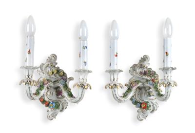 A Pair of Two-Arm Wall Appliques, Saxon Porcelain Manufactory Dresden, - A Styrian Collection I