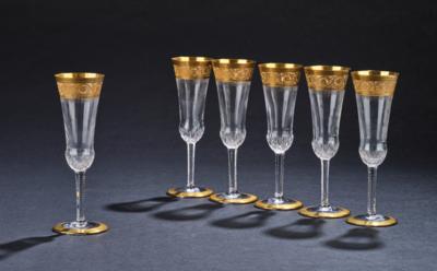 6 Champagne Glasses, “Thistle” Model, by Saint-Louis, - A Styrian Collection I