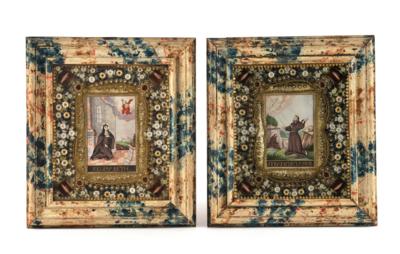 Two Devotional Folk-Art Images, Saint Francis and Saint Elizabeth, - Štýrska Sbírka I