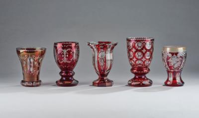 5 Glass Beakers, - A Styrian Collection II