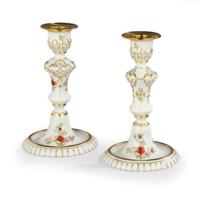 Augarten - Pair of Ornamental Candlesticks, - A Styrian Collection II