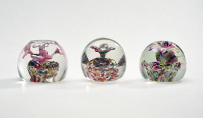 Three Paperweights with Floral Motifs, Bohemia, Early 20th Century and 20th Century - A Styrian Collection II
