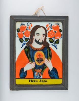 A Reverse Glass Painting, “Herz Jesu”, - A Styrian Collection II