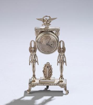 A Small Silver Table Clock, Pocket-Watch Verge Movement "Le Roy Paris", - A Styrian Collection II