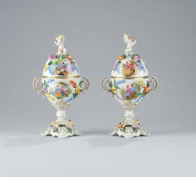 A Pair of Covered Vases, Saxon Porcelain Manufactory, - A Styrian Collection II