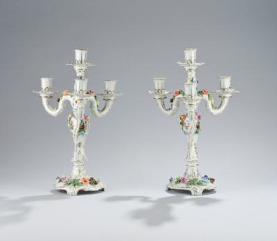 A Pair of Five-Arm Girandoles, Saxon Porcelain Manufactory, - A Styrian Collection II