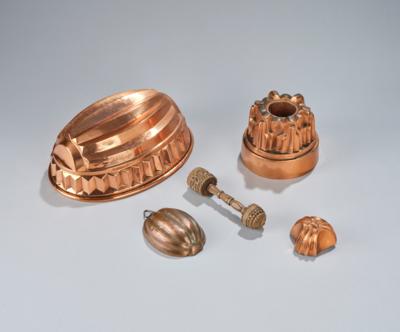 Four Baking Moulds or Jelly Moulds and a Butter Wheel, - A Styrian Collection II
