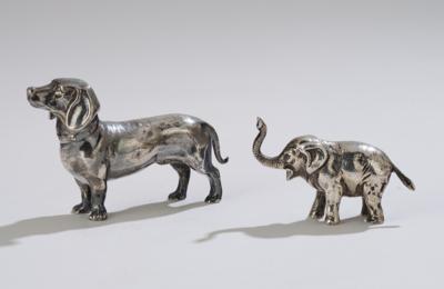 Two Miniatures - Dachshund and Elephant, - A Styrian Collection II