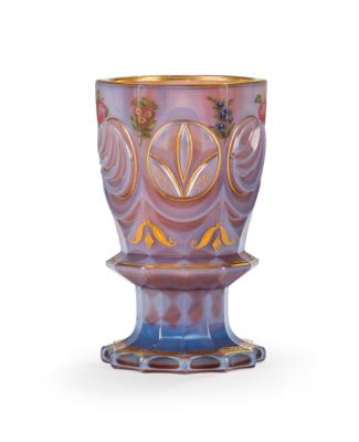 An ‘Agatin-Opal’ Footed Beaker, Buquoy’sche Hütte, Georgenthal or Silberberg c. 1835, - Una Collezione Viennese