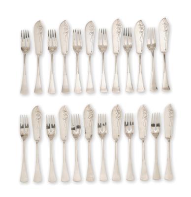 A Fish Cutlery Set for 12 Persons, from Budapest, - A Viennese Collection