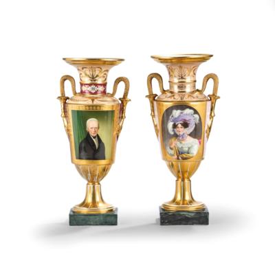 A Pair of Vases with Portraits of Emperor Francis I and Empress Caroline Auguste, - Vídeňská Sbírka