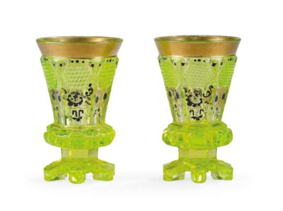 A Pair of Uranium Glass Footed Beakers, Bohemia c. 1840, - Vídeňská Sbírka