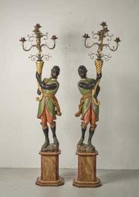 A Pair of Venetian Figural Lamps, - Una Collezione Viennese