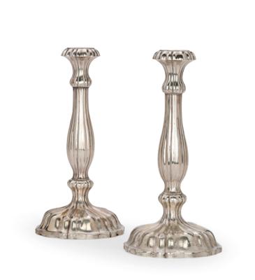 A Pair of Biedermeier Candleholders from Vienna, - A Viennese Collection