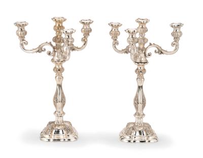 A Pair of Late Biedermeier Candleholders with Four-Light Girandole Inserts, from Vienna, - Vídeňská Sbírka