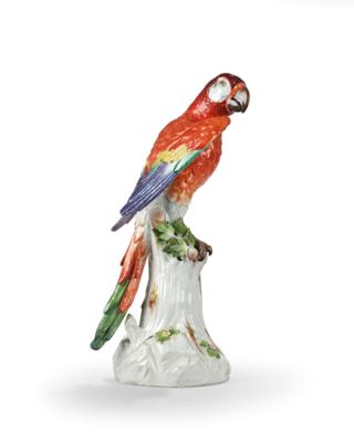 A Parrot Perched on a Trunk, Meissen 1924-34, - A Viennese Collection