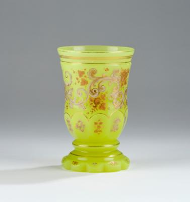 A Chrysoprase Glass Footed Beaker, Bohemia c. 1850, - Vídeňská Sbírka II