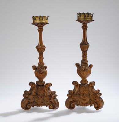 A Pair of Carved Candleholders, 18th Century and Later, - Una Collezione Viennese II