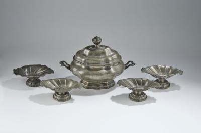 A Pewter Lidded Tureen and 4 Small Bowls, - A Viennese Collection II