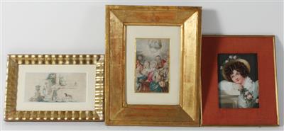Konvolut, Österreich, vorwiegend 19. Jahrhundert - Meisterzeichnungen, Druckgraphik bis 1900, Aquarelle und Miniaturen