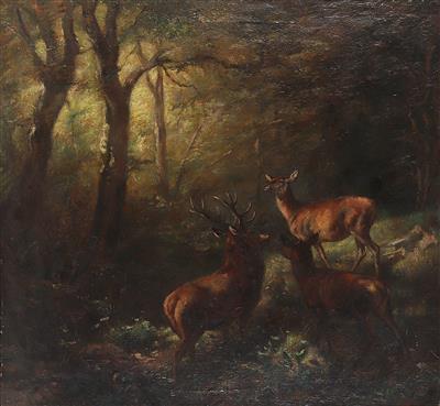Franz Xaver von Pausinger zugeschrieben/attributed (1839-1915) Rotwild im Wald, - Obrazy