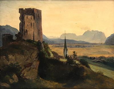 Anton Hlavacek zugeschrieben/attributed (1842-1926) Landschaft mit Ruinen und Dorfkirchen, - Paintings - Season opening