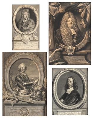 Konvolut von vier Porträtstichen, 18. Jahrhundert - Obrazy
