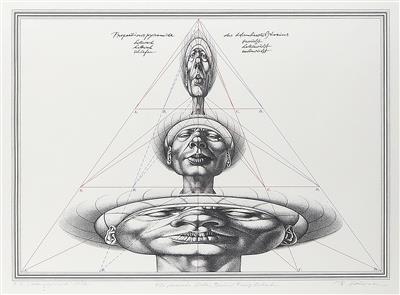 Rudolf Hausner * (Wien 1914 - 1995) "Adam Proportional (Adams Pyramide)", - Graphic prints