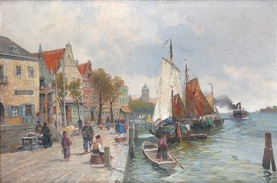 Georg Fischhof zugeschrieben/attributed (1859-1914) Holländische Hafenszene, - Dipinti