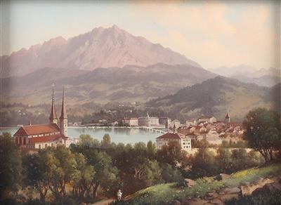 Hubert Sattler zugeschrieben/attributed (1817-1904) Luzern und der Pilatus, - Dipinti