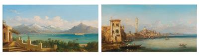 Ferdinand Bonheur zugeschrieben/attributed (1817-1887) Motiv vom Lago Maggiore und Motiv aus Venedig, - Letní aukce Obrazy