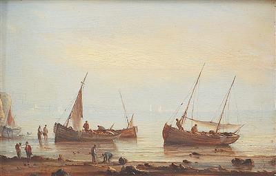 Jean-Antoine Theodore Gudin Umkreis/Circle (1802-1880) Fischer am Strand im Abendrot, - Obrazy