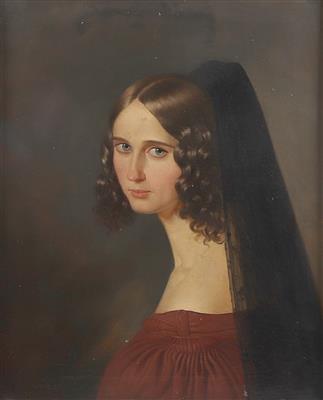 Michael Brandmüller (1793-1852) zugeschrieben/attributed Bildnis einer Dame mit schwarzem Schleier, - Bilder Varia