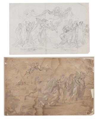 Konvolut Zeichnungen, 18. Jahrhundert - Meisterzeichnungen, Druckgraphik bis 1900, Aquarelle und Miniaturen