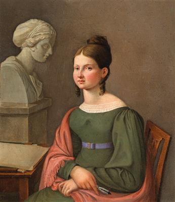 Carl Christian Vogel von Vogelstein zugeschrieben/attributed (1799-1868) Bildnis einer jungen Malerin, - Obrazy