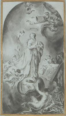 Martin Johann Schmidt gen. Kremser Schmidt Umkreis/Circle (1718-1801) Madonna Immaculata, - Mistrovské kresby, Tisky do roku 1900, Akvarely a miniatury